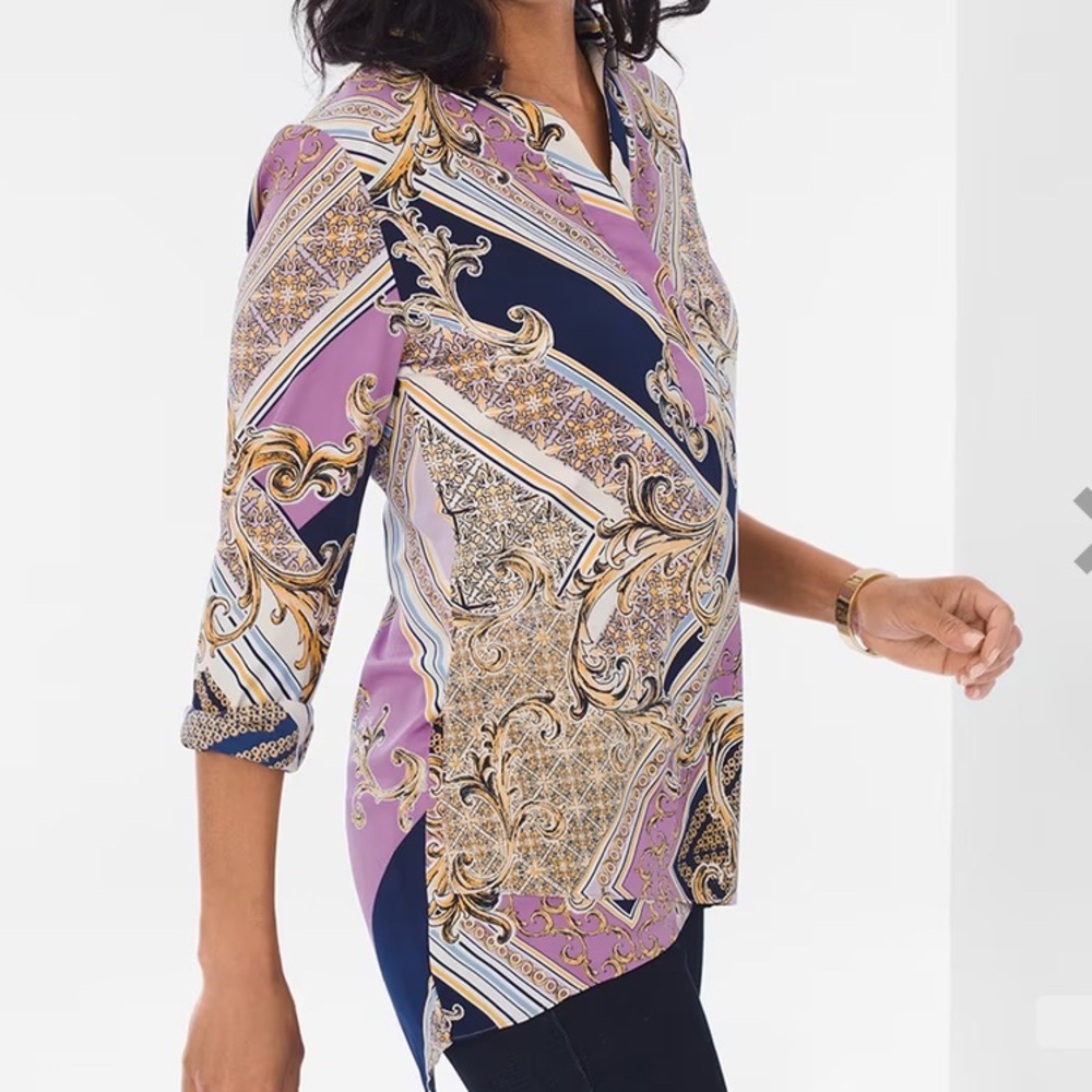 Chico’s Printed Crisscross Hem Tunic